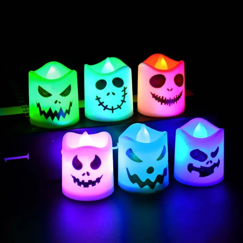 Kit Esencial Halloween (6 pzs): Velas LED Fantasma y Calabaza - Transforma tu Casa y Sé la Envidia de Todos