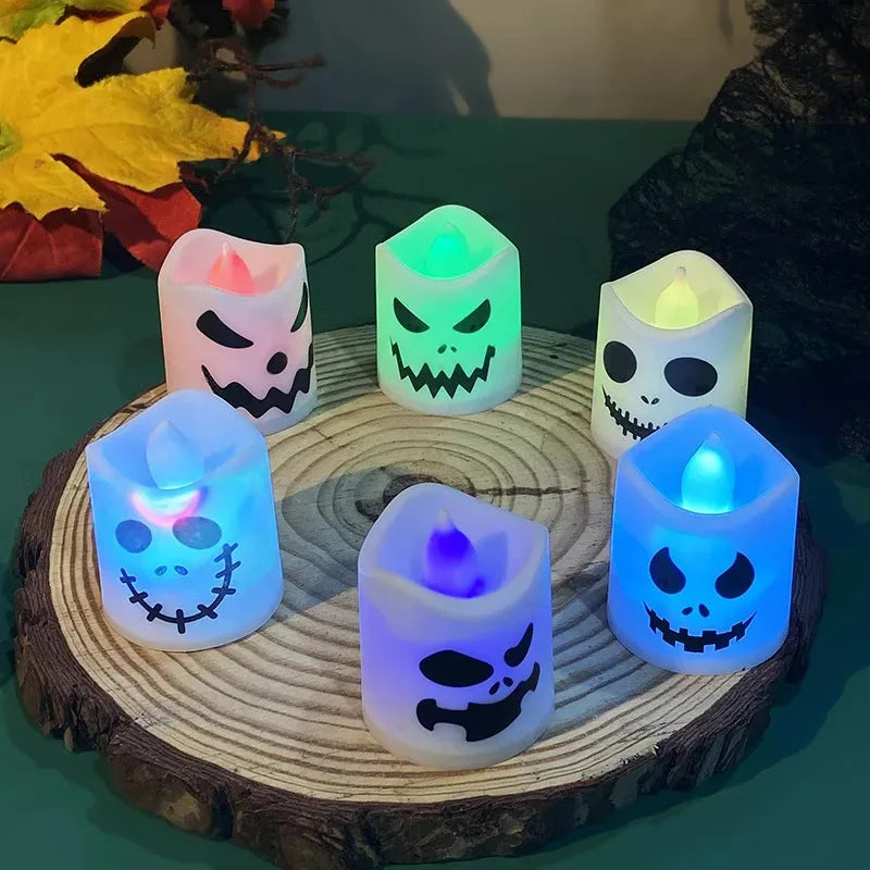 Kit Esencial Halloween (6 pzs): Velas LED Fantasma y Calabaza - Transforma tu Casa y Sé la Envidia de Todos