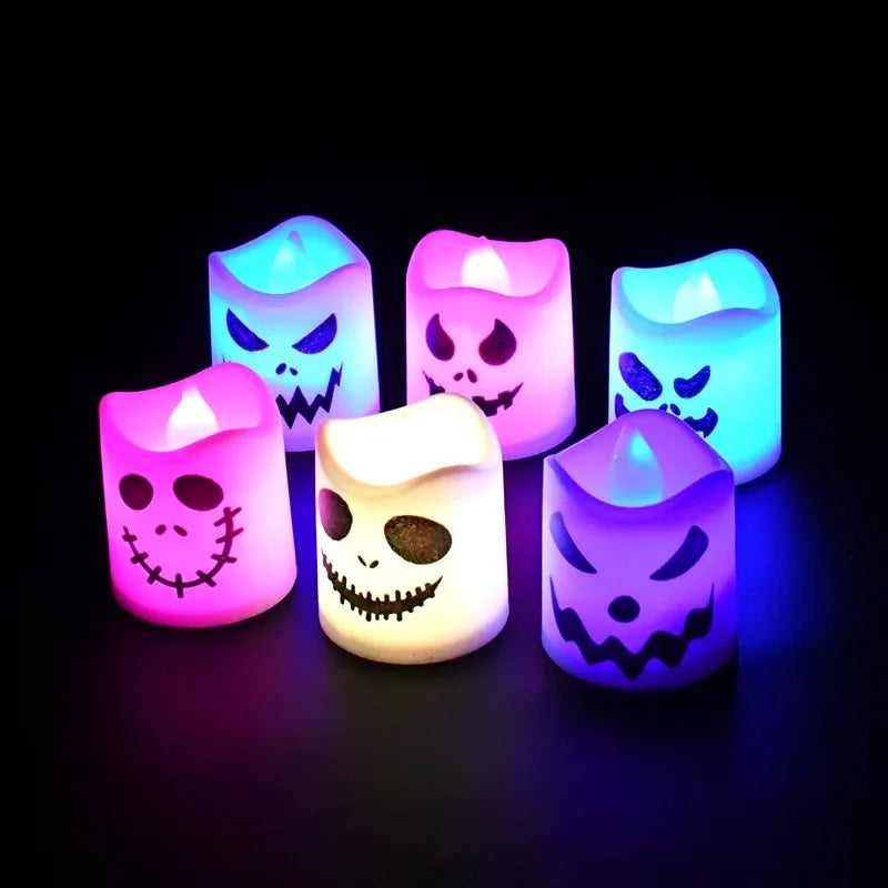 Kit Esencial Halloween (6 pzs): Velas LED Fantasma y Calabaza - Transforma tu Casa y Sé la Envidia de Todos
