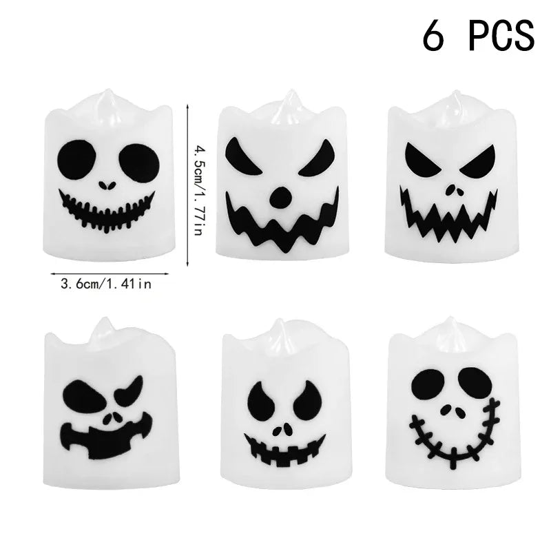 Kit Esencial Halloween (6 pzs): Velas LED Fantasma y Calabaza - Transforma tu Casa y Sé la Envidia de Todos